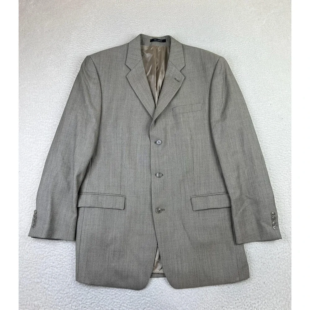 Calvin Klein Blazer Mens 42L Gray Wool Made In‎ Canada Suit Jacket Pure Woolmark